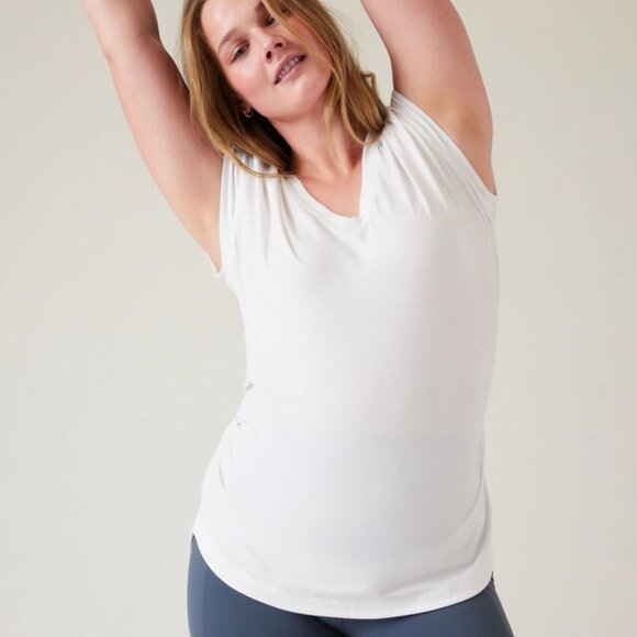 Athleta Outbound V-Neck Tee Size 2X | NWT | White | 100% Cotton - Picture 4 of 4